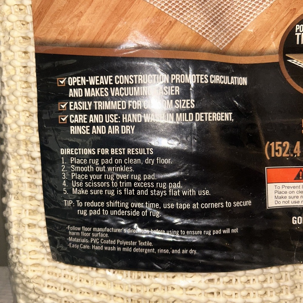 NEW Gorilla Grip USA Made Non-Slip Rug Pad for Hard Floors 5' x 7'